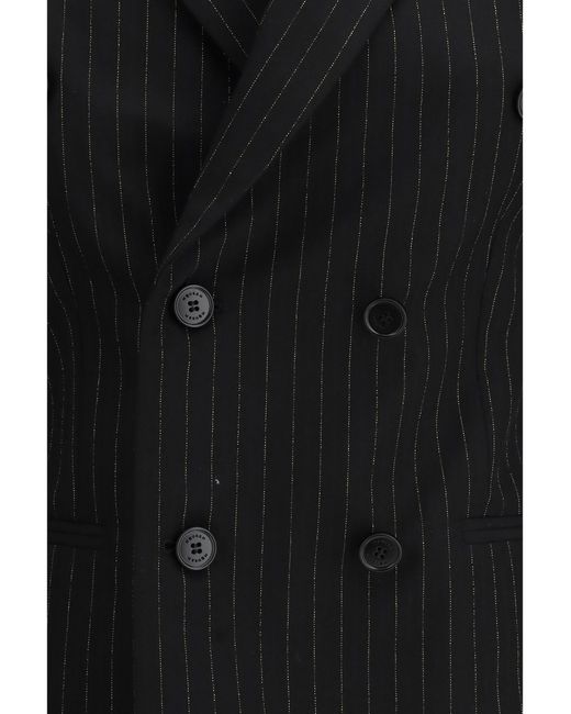 McQueen Black Pinstriped Double-Breasted Jacket