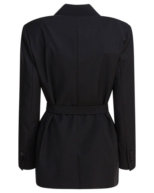 Max Mara Black Wool Canvas Blazer