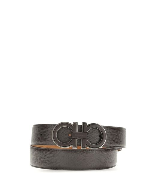 Ferragamo Gray Reversible And Adjustable Gancini Belt for men