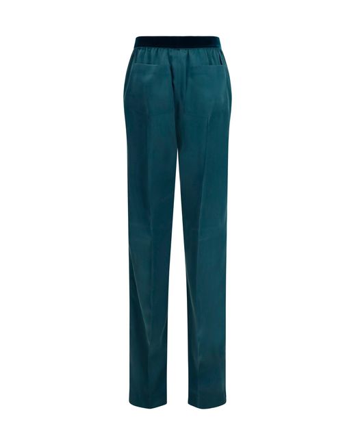 Tom Ford Blue Stretch Silk Satin Pants