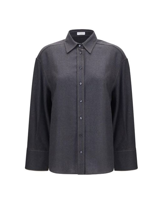 Brunello Cucinelli Blue Virgin Wool Shirt