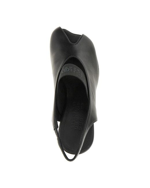 MM6 by Maison Margiela Black Leather Anatomic Numeric Slingback Pumps 38