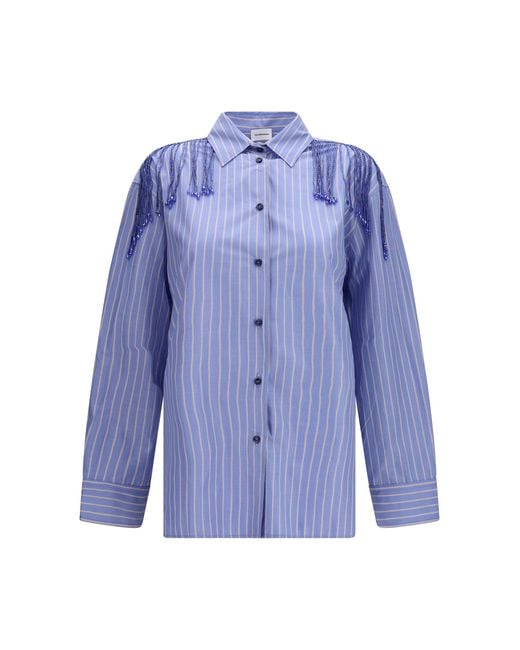 ANDAMANE Blue Miley Fringed Oversized Shirt