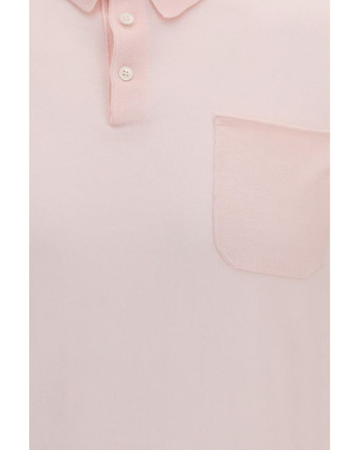 Aragona Cashmere Pink Short-Sleeve Cotton Polo for men