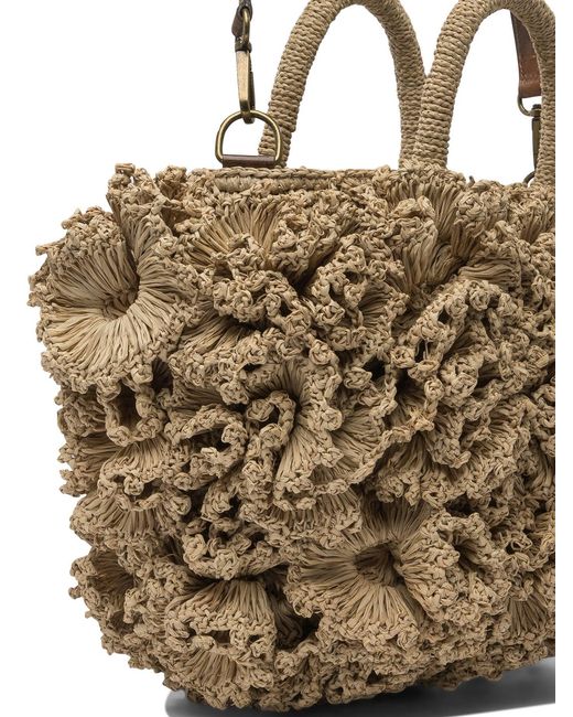IBELIV Metallic Coraltea Raffia Handbag