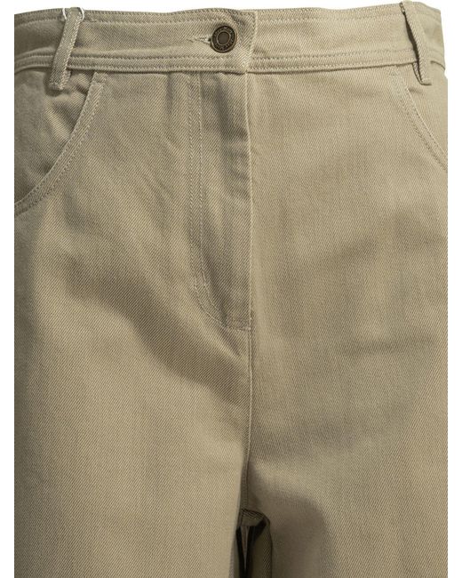 Max Mara Natural Wide-Leg Cotton Trousers