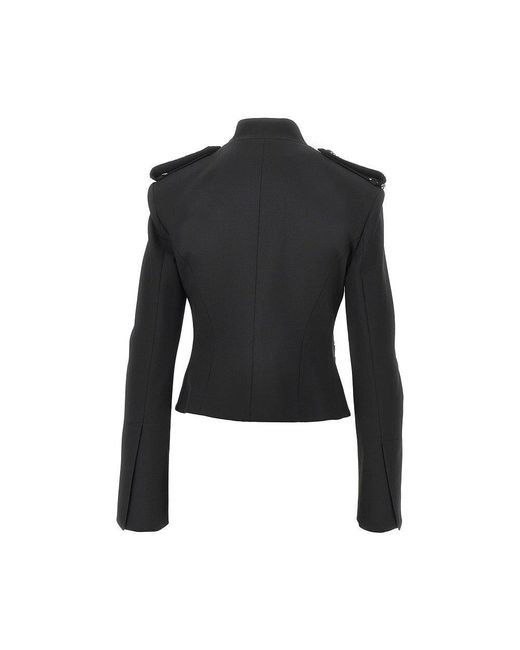 Pinko Black Jewelled Epaulettes Stretch Fabric Jacket