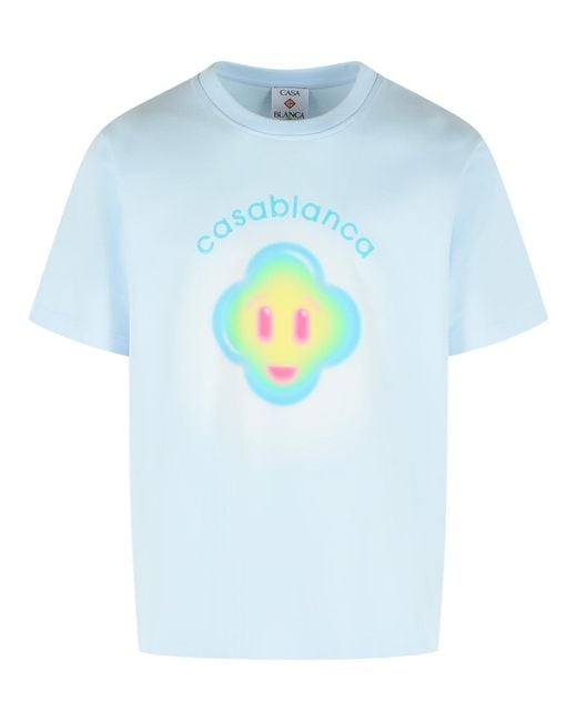 Casablanca Blue 'Airbrush Smiley' Light Cotton T-Shirt for men