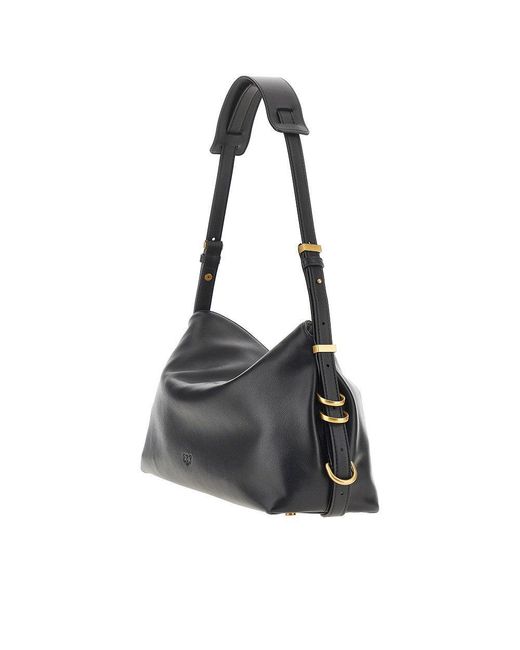 Pinko Black Medium 'Saddle Bag Baguette' Leather Bag