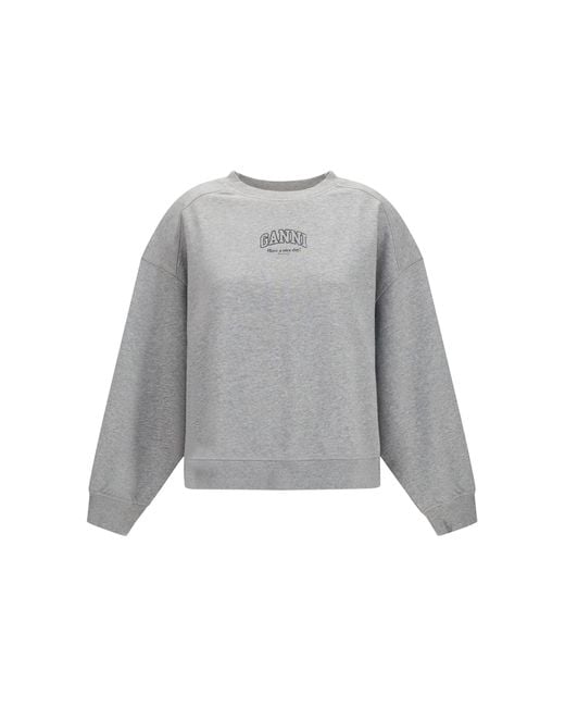 Ganni Gray Crewneck Sweatshirt