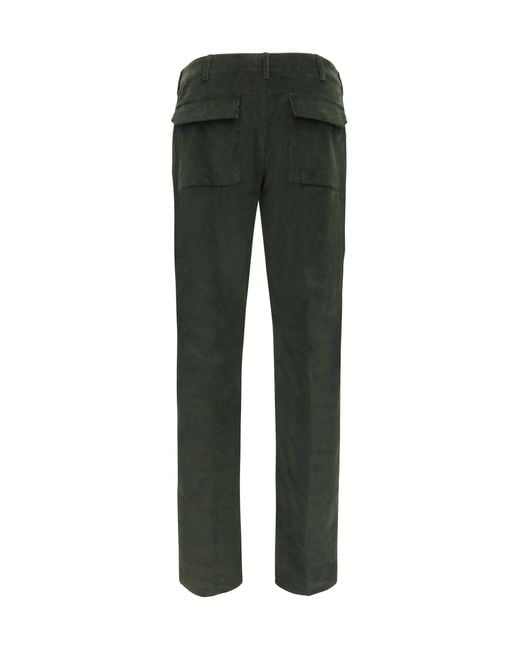 Etro Green Roma Stretch Cotton Corduroy Pants for men
