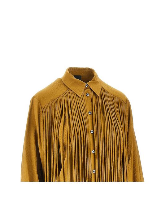 Pinko Brown Fringed Viscose-Blend Shirt