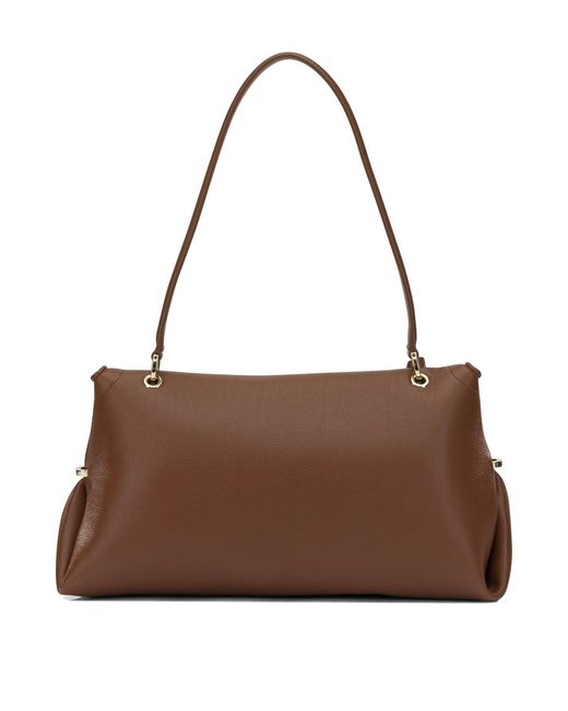 Ferragamo Brown Medium Gancini Shoulder Bag