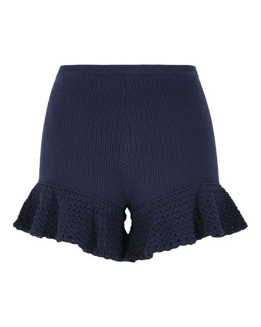Self-Portrait Blue Viscose Blend Shorts