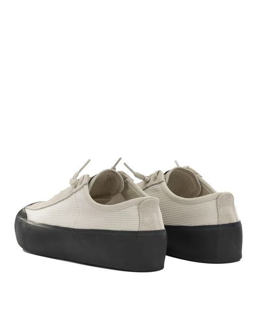 Stone Island White Mixed Leather And Fabric Sneakers for men