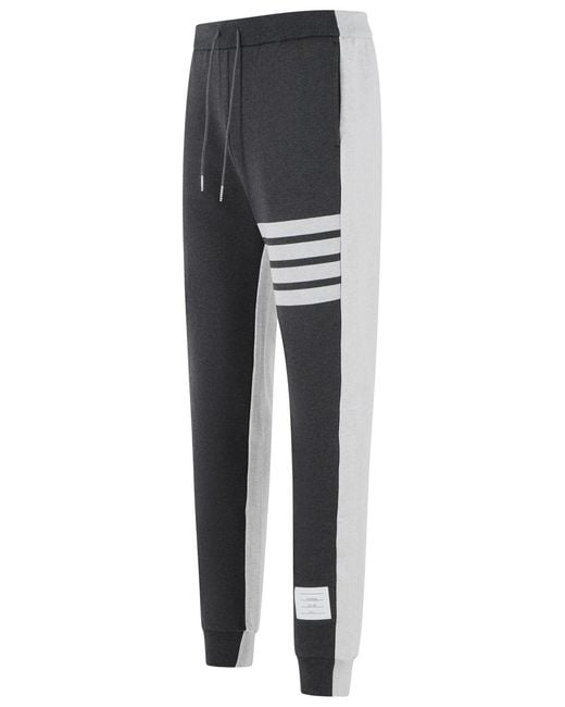 Thom Browne Gray 'Colorblock 4 Bar' Cotton Pants for men
