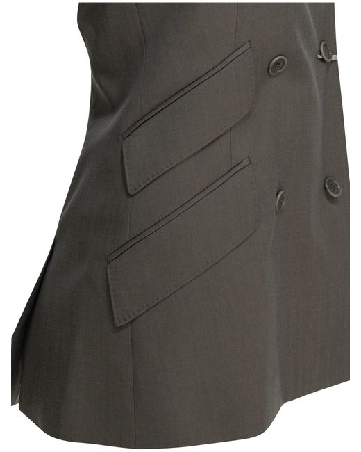 Max Mara Gray Sleeveless Virgin Wool Jacket
