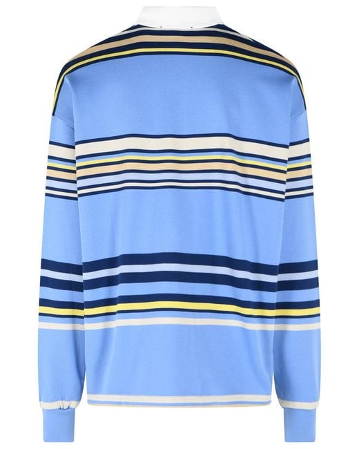 Amiri Blue 'Striped' Cotton Polo Shirt for men