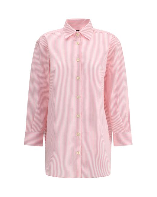Deperlu Pink Oversized Shirt Stripe