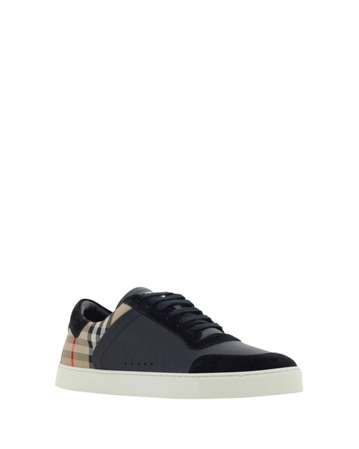 Burberry Blue Stevie Suede Leather Sneakers for men