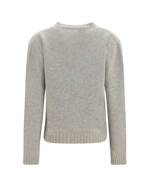 MM6 by Maison Margiela Gray Knitted Sweater With Logo Lettering Melange