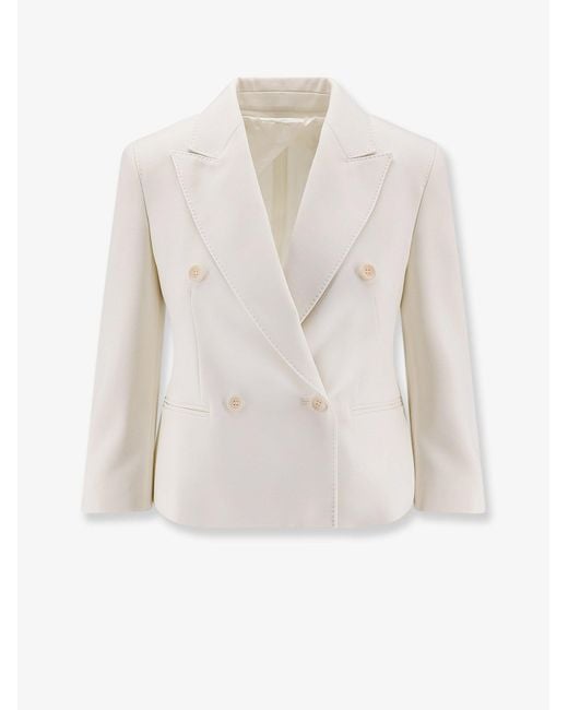 Max Mara White Mxmdorico Stretch Virgin Wool Blazer