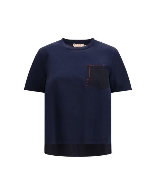 Marni Blue Embroidered Logo T-Shirt