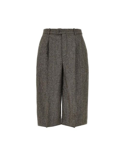 Saint Laurent Gray Wool-Blend Skirt Pants