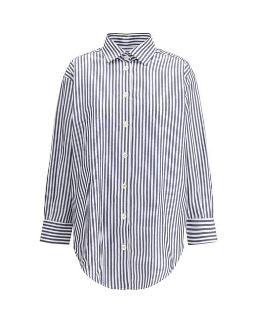Deperlu Blue Oversized Cotton Shirt Riga Blu