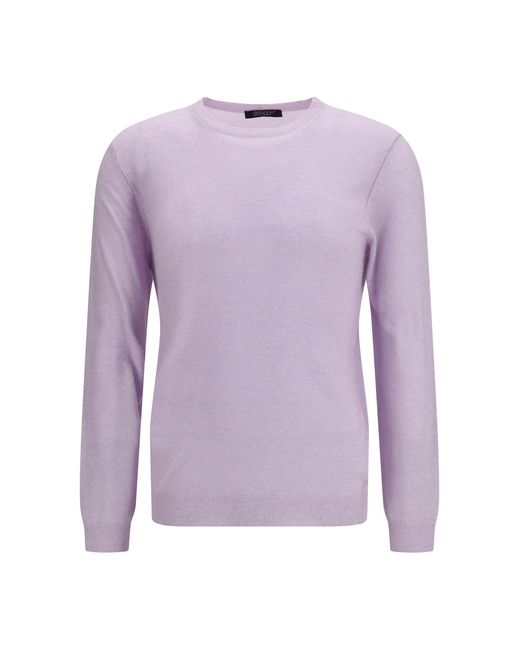 Aragona Cashmere Purple Crewneck Sweater Cashmere-Linen