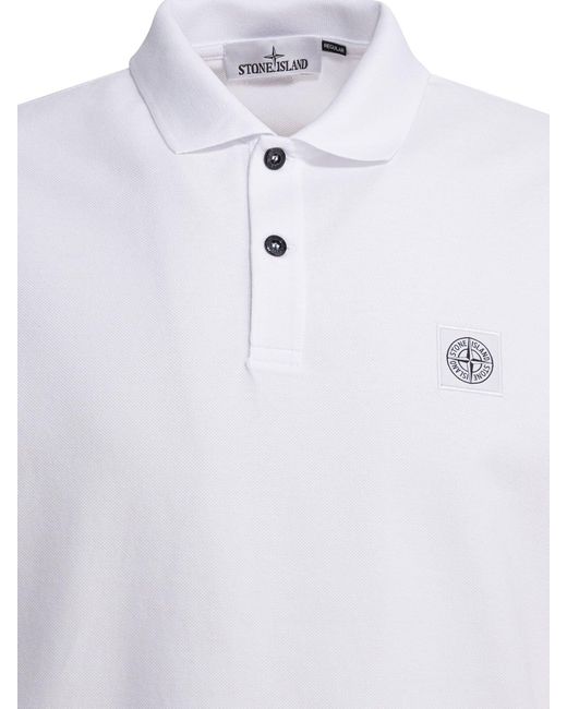 Stone Island White Cotton Polo Shirt for men