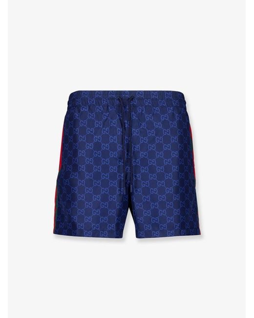 Gucci Blue Gg Nylon Swim Trunks for men