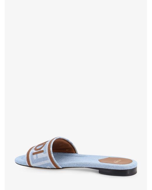 Fendi White Sunshine Ff Denim Sandals