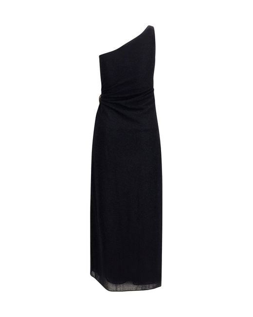 Oseree Black Dress Lumière One-Shoulder