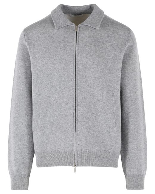 Lardini Gray Fine Knitted Wool Bomber Jacket for men