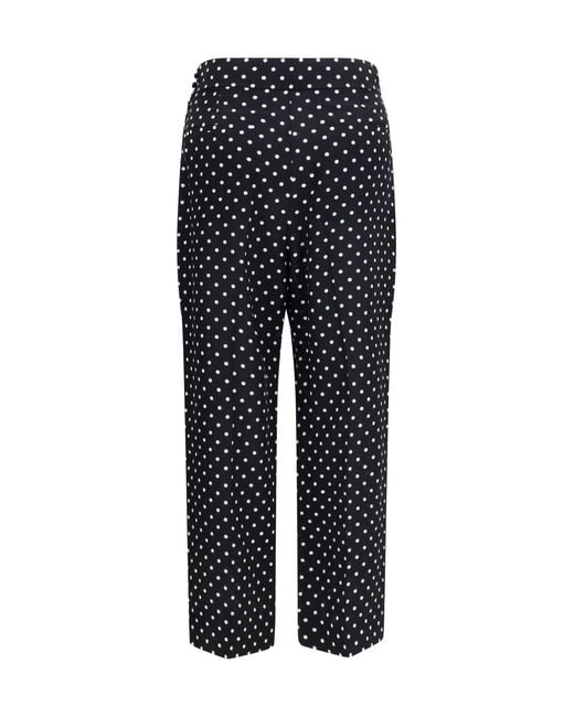 Valentino Blue Pants Polka-Dot Crêpe De Chine Silk