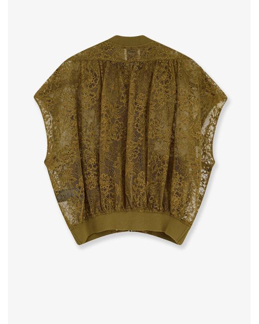 Nude Green Sleeveless Lace Jacket
