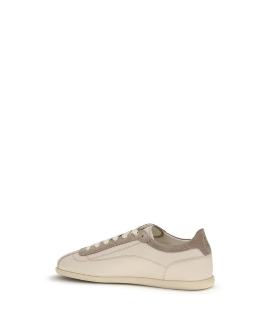 Brunello Cucinelli White Leather And Suede Sneakers With Slim Sole for men