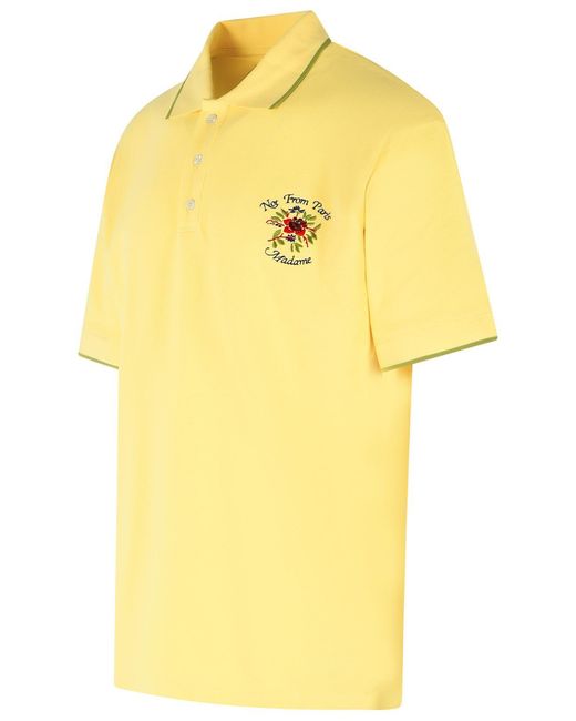 Drole de Monsieur Yellow Slogan Rose Polo Shirt for men