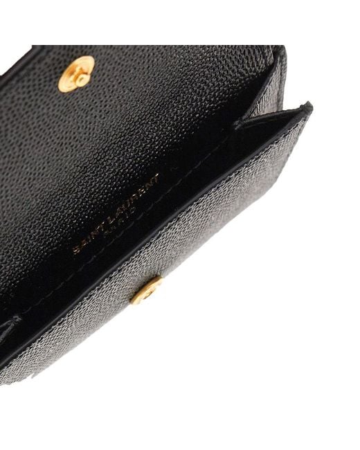 Saint Laurent Black 'Uptown' Grain De Poudre Leather Card Case
