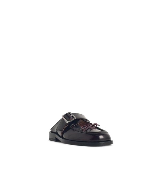 Marni Blue Burgundy Leather Sabots