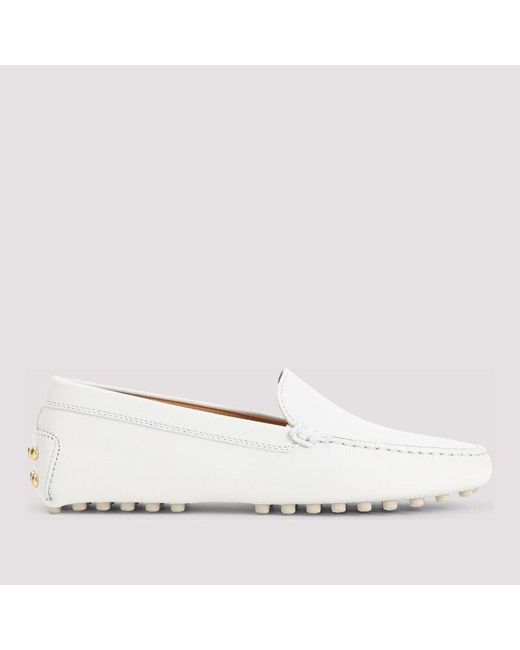 Tod's White "Gommino" Loafers