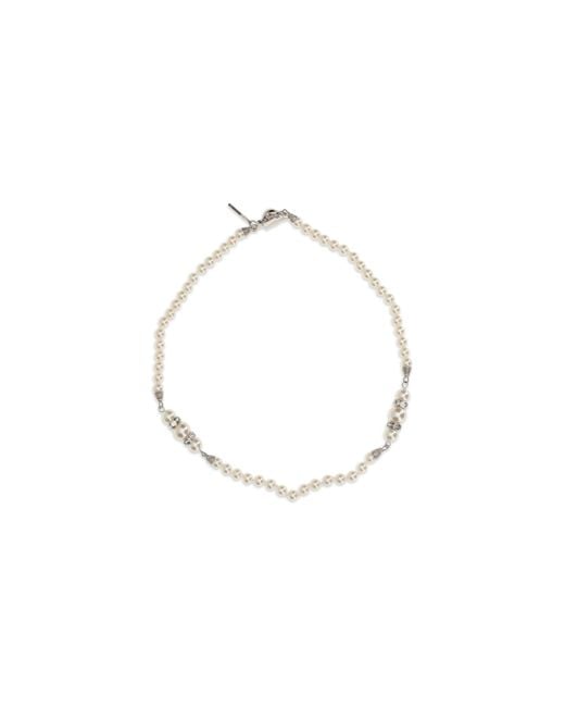 Alessandra Rich White Pearl And Crystal Necklace