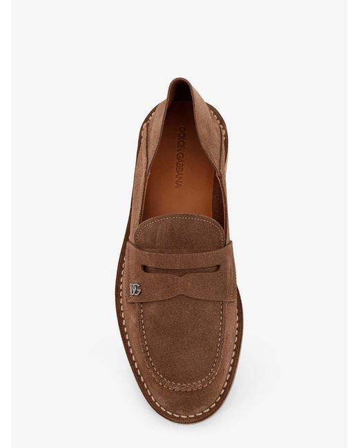 Dolce & Gabbana Brown Suede Slipper Loafers for men