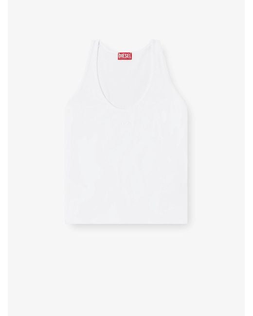 DIESEL White Ribbed Cotton Tank Top