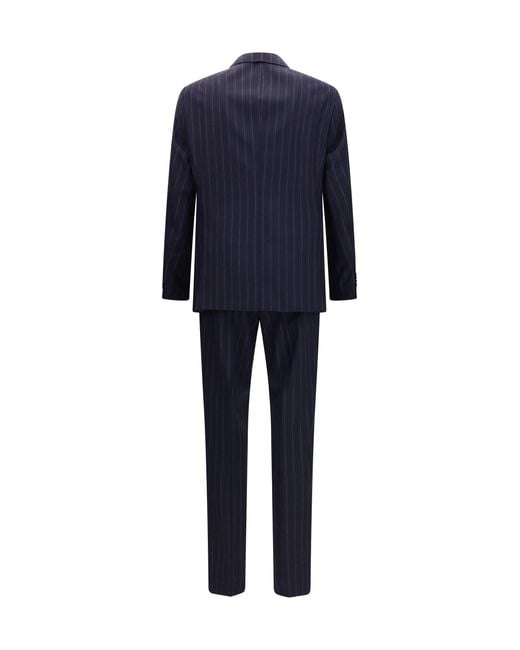 Boss Blue Suit Striped Virgin Wool for men