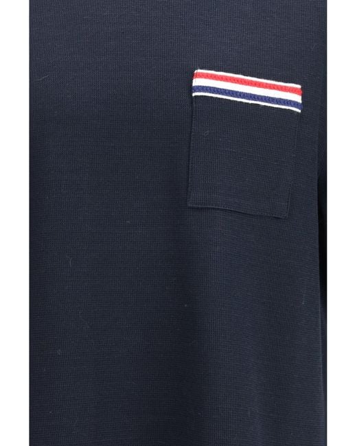 Thom Browne Blue Short-Sleeve Cotton-Linen T-Shirt for men