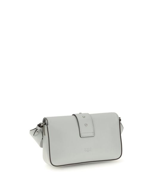 Pinko Gray Shoulder Bag Mini Love Pearl