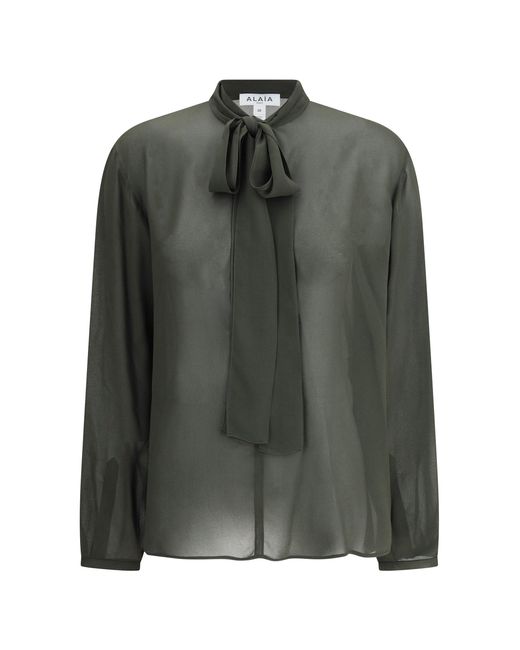 Alaïa Green Alaã¯A Lavalliã¨Re Neckline Blouse