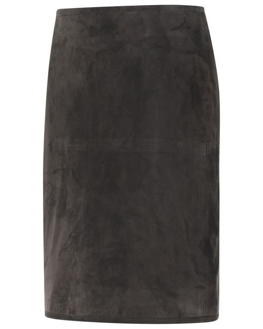 Loulou de Saison Black Engel Dark Suede Skirt